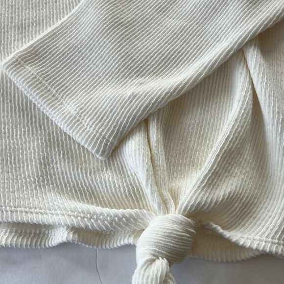 Madewell Texture & Thread Jacquard Knot Front Top Women Size XXL Bright Ivory - Picture 8 of 10